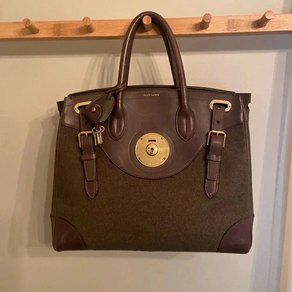 Ralph Lauren Collection Ricky 33 Bag Wool Leather Runway 2005 Satchel Purse - Picture 5 of 11